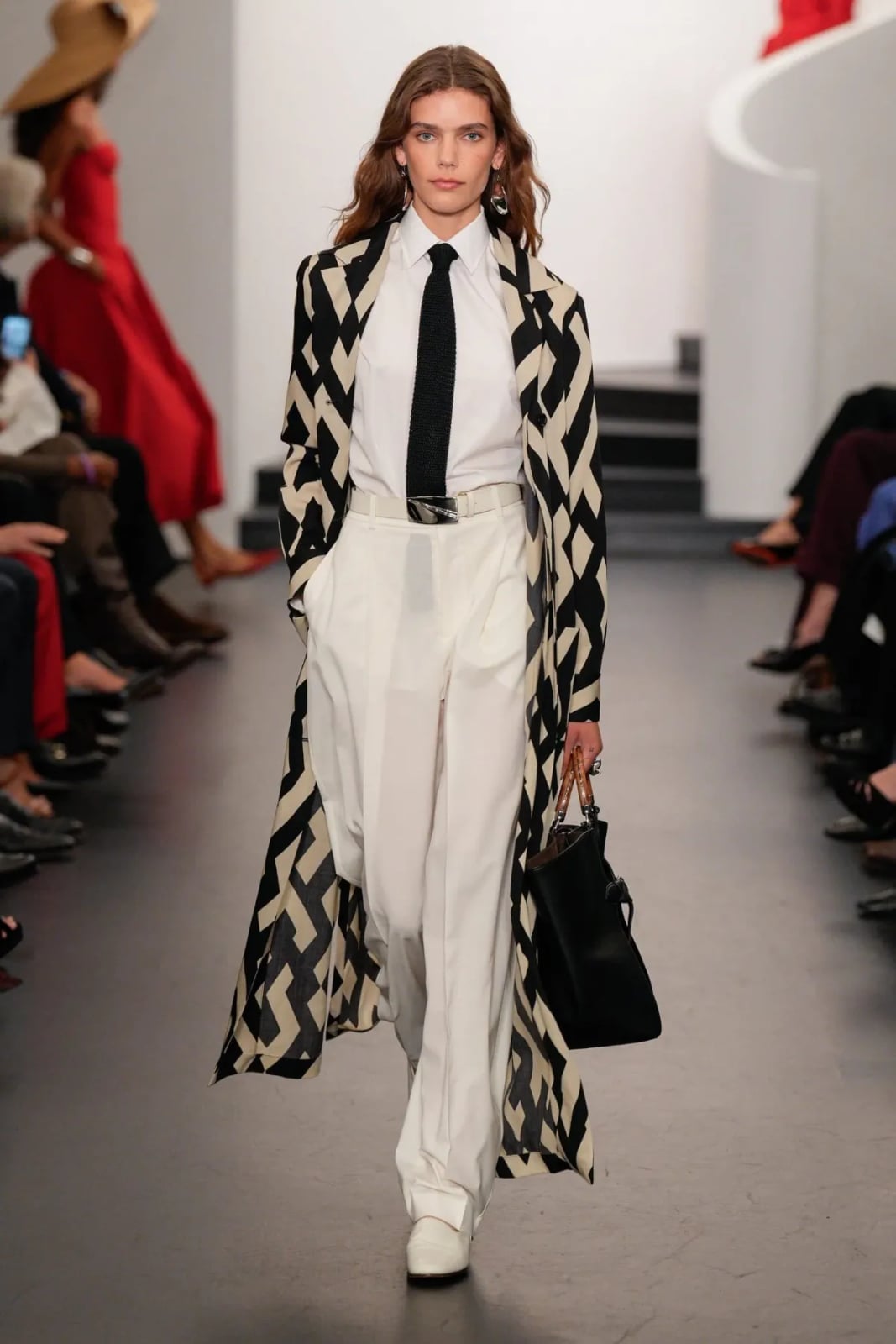Geometric Patterned Duster Coat with Tie — Trendy Ralph Lauren Outfits