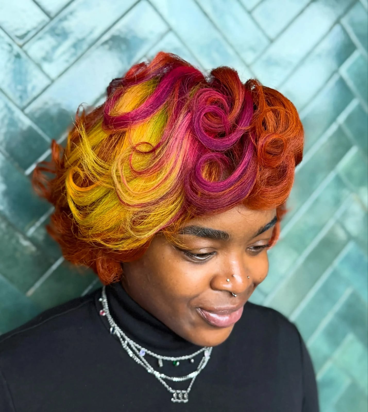 Layered Bob With Multi-Colored Red Tones — Trendy Red Hair Black Women