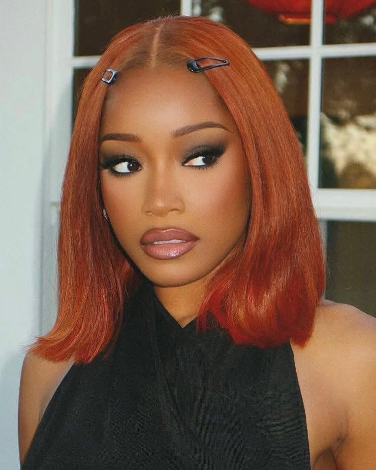 Collarbone Bob In Vibrant Copper — Trendy Red Hair Black Women