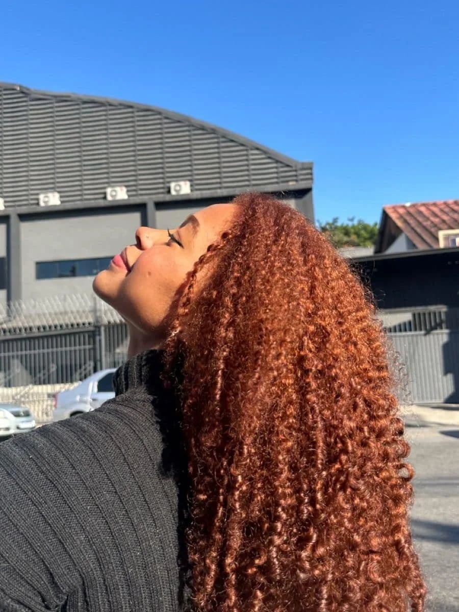 Mid-Back Curly Copper Red With Dimension — Trendy Red Hair Black Women