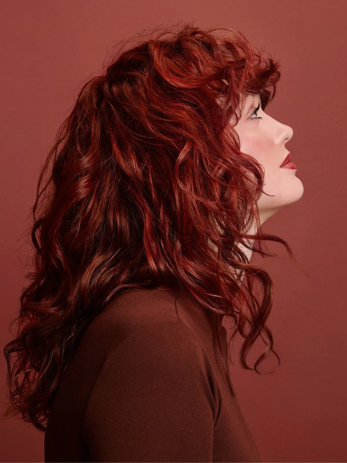 Shoulder Length Deep Red with Lighter Red Highlights Shoulder Length Deep Red with Lighter Red Highlights — Trendy Red Hair with Highlights