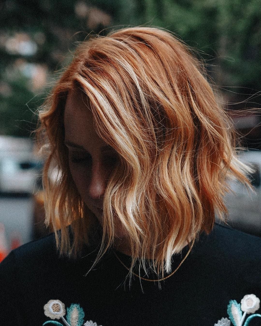 Copper Red Bob with Natural Blonde Highlights Copper Red Bob with Natural Blonde Highlights — Trendy Red Hair with Highlights