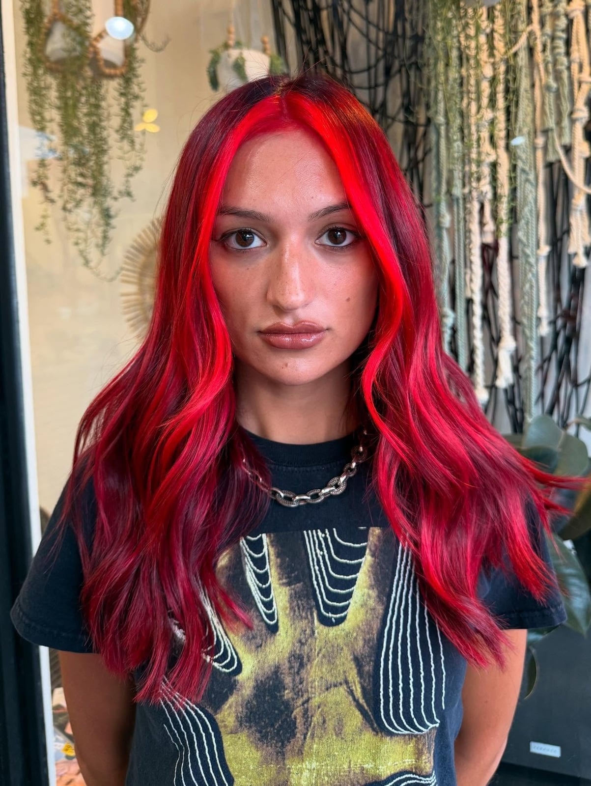 Vivid Red Base with Bright Red Highlights Vivid Red Base with Bright Red Highlights — Trendy Red Hair with Highlights