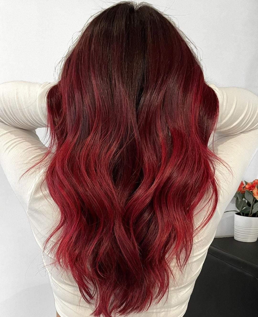 Posh Dark Red Hair Colors Posh Dark Red Hair Colors — Trendy Red Hair with Highlights