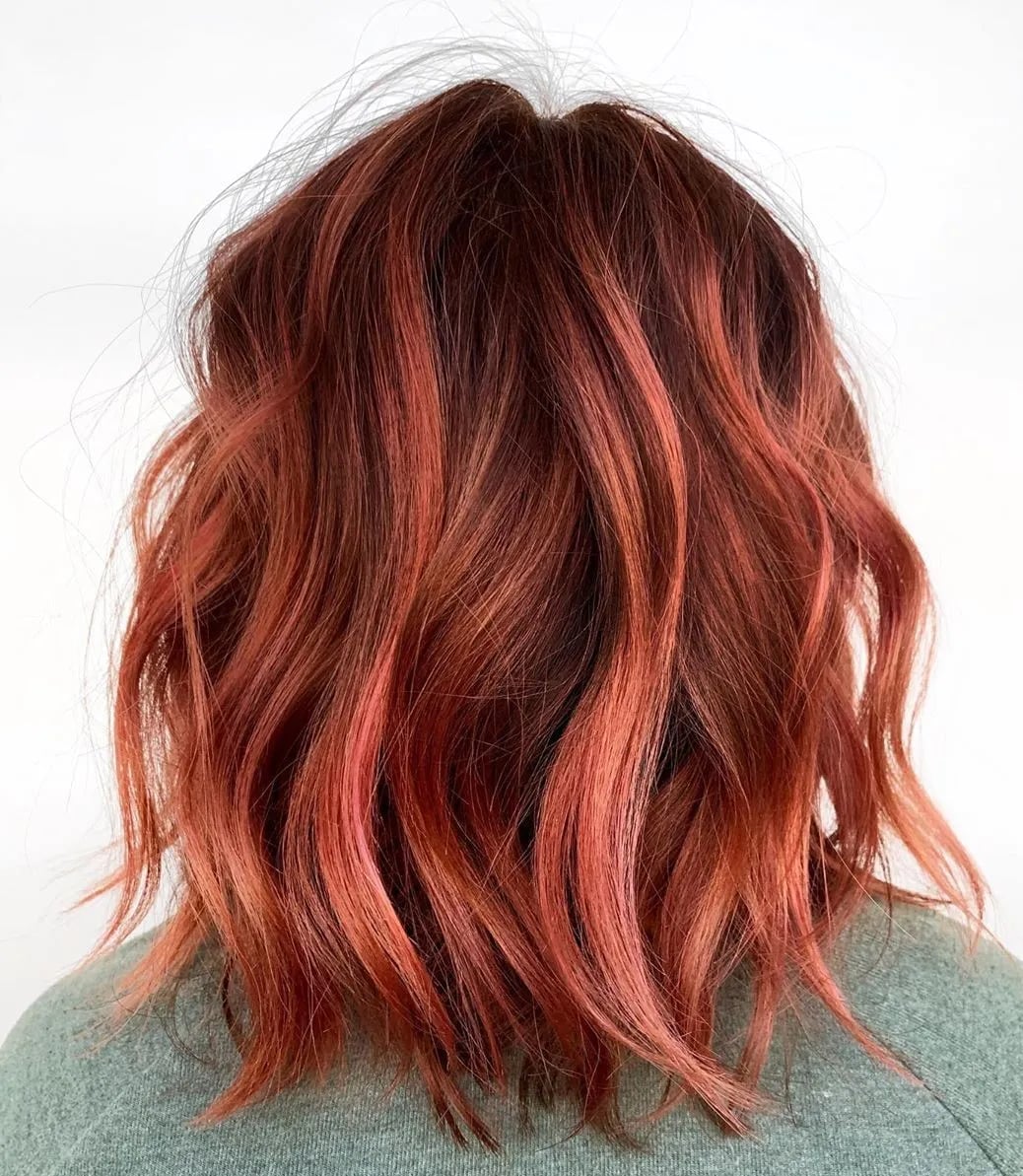 Dark Red with Copper Highlights Dark Red with Copper Highlights — Trendy Red Hair with Highlights