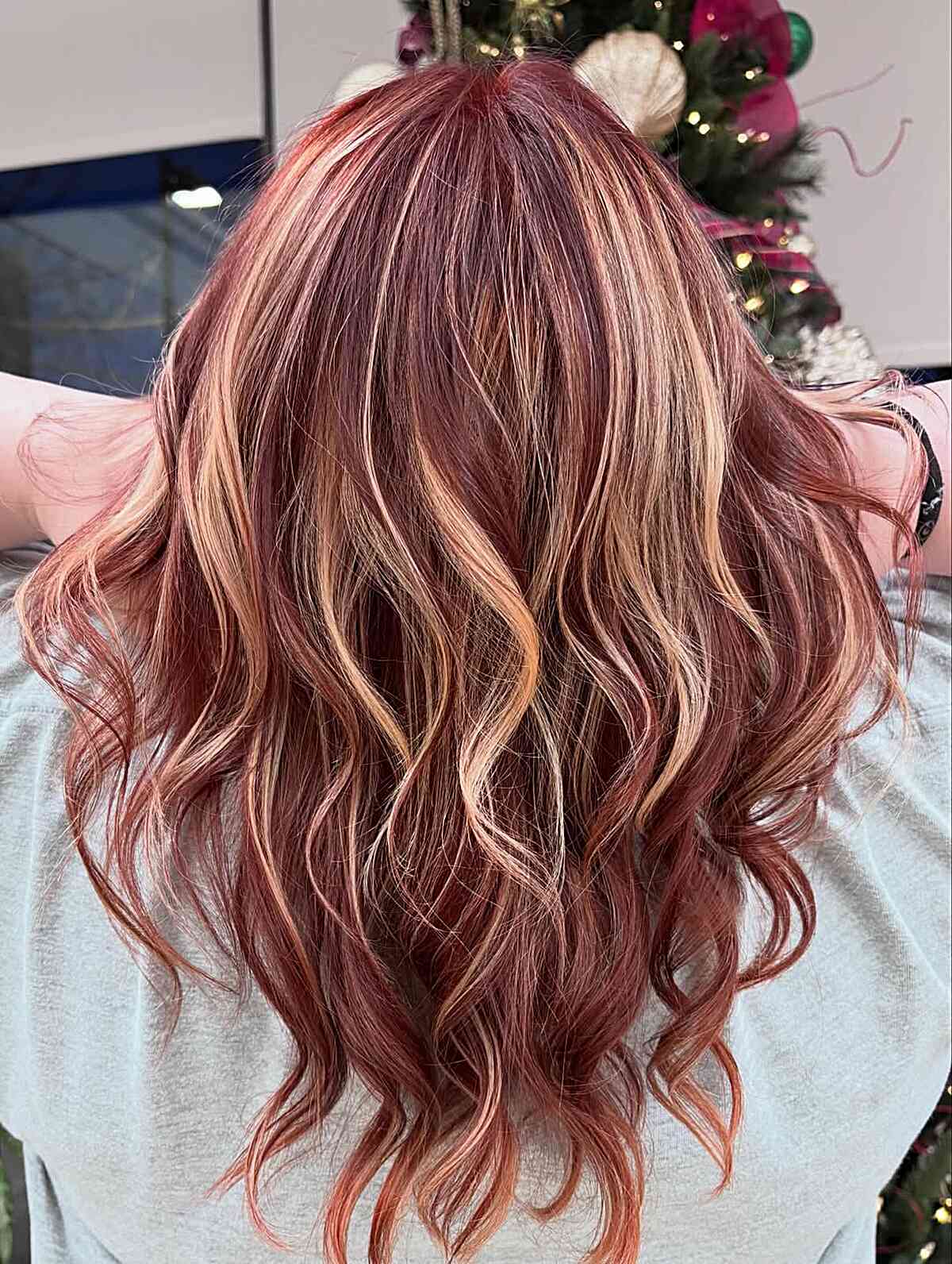 Red Base with Prominent Blonde Highlights Red Base with Prominent Blonde Highlights — Trendy Red Hair with Highlights