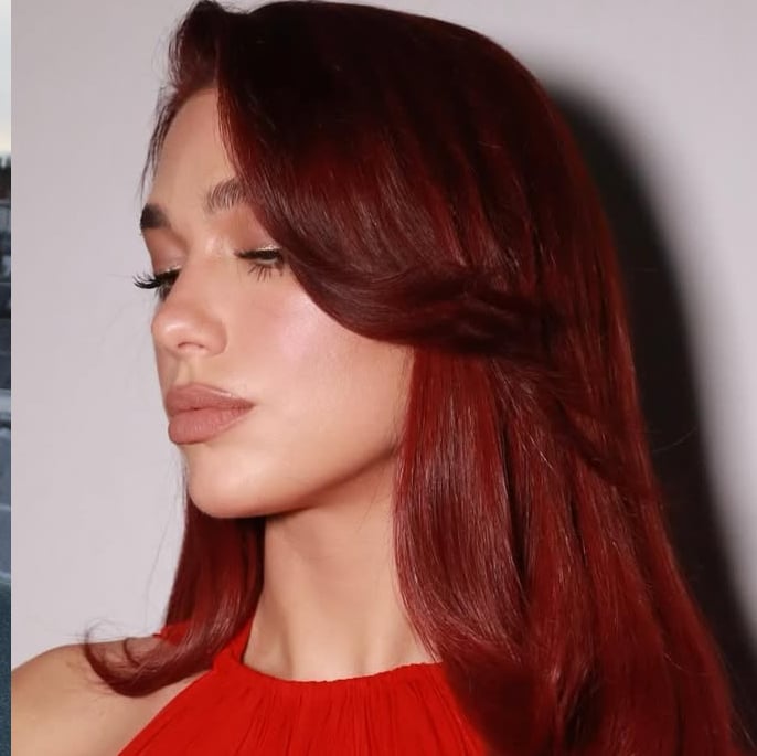 Mid-Back Dark Red With Curtain Bangs Mid-Back Dark Red With Curtain Bangs — Trendy Red Hairstyles