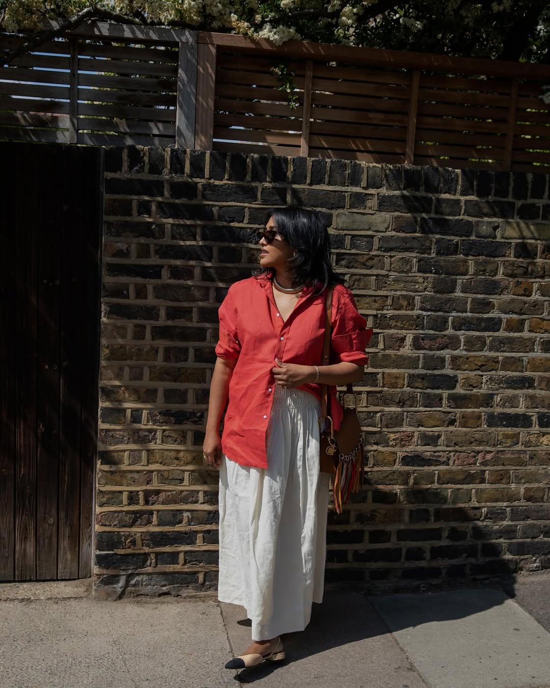 Oversized Red Linen Shirt with Wide Leg Pants Oversized Red Linen Shirt with Wide Leg Pants — Trendy Red Top Outfits
