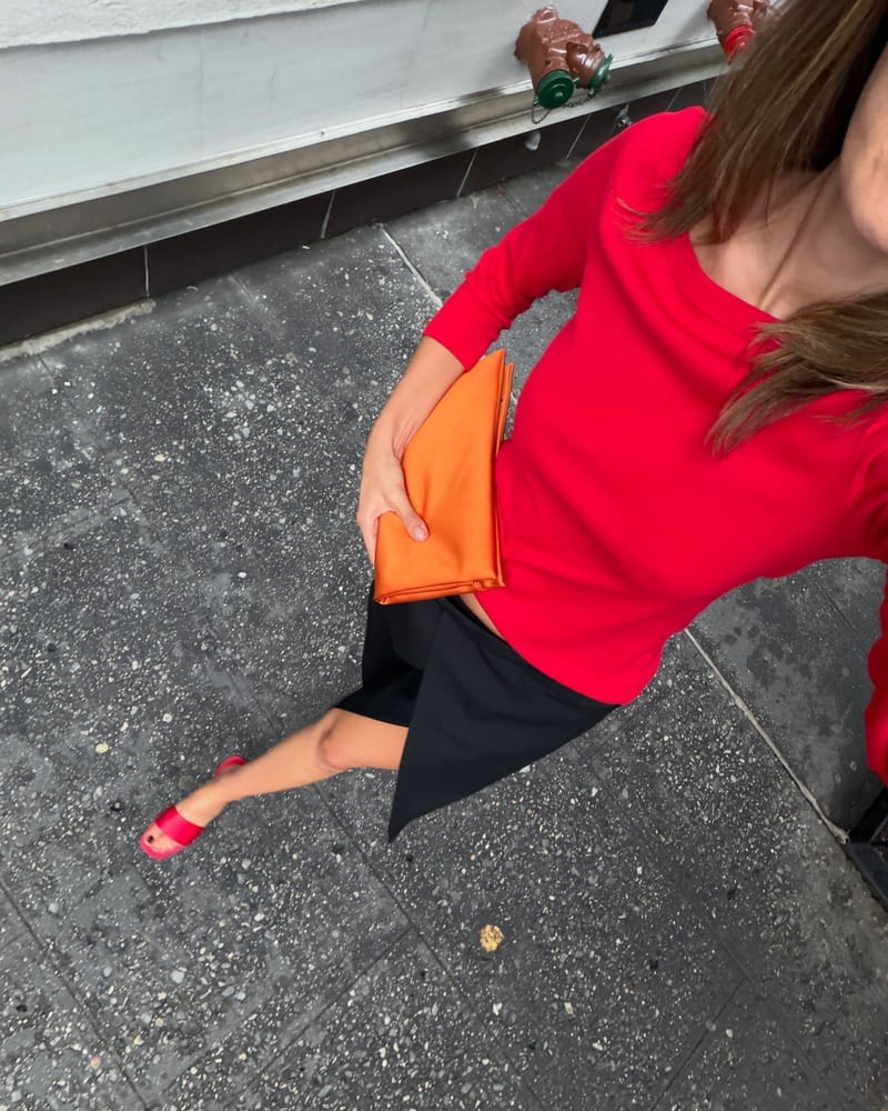 Fitted Red Long Sleeve Top with Asymmetric Skirt Fitted Red Long Sleeve Top with Asymmetric Skirt — Trendy Red Top Outfits