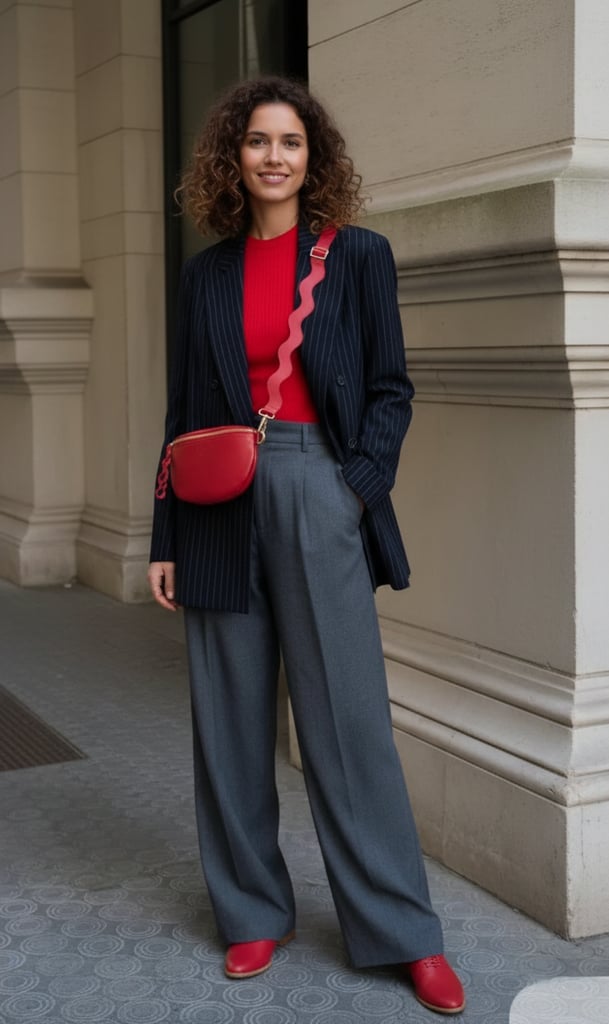 Red Leather Shirt with Beige Trousers Red Leather Shirt with Beige Trousers — Trendy Red Top Outfits
