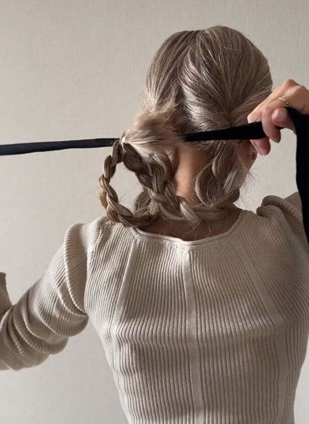 Ash Blonde Braids With Black Ribbon Layering Ash Blonde Braids With Black Ribbon Layering — Trendy Ribbon Braids