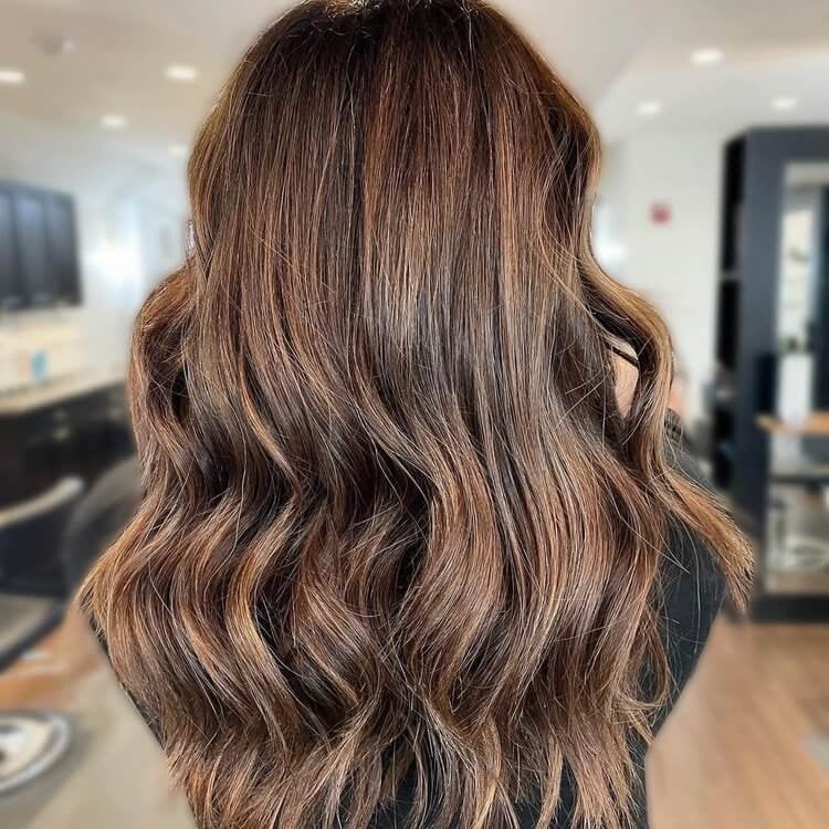 Mid-Back Sleek Blowout With Glossy Finish Mid-Back Sleek Blowout With Glossy Finish — Trendy Rich Brunette