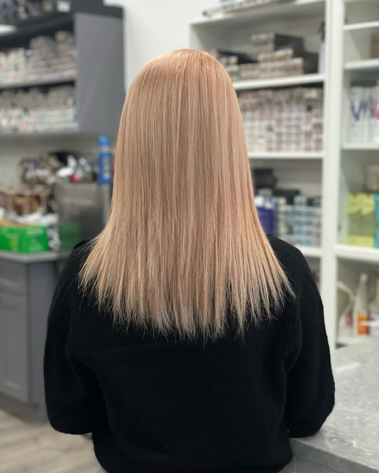 Shoulder Length Blunt Cut Rose Gold — Trendy Rose Gold Hair