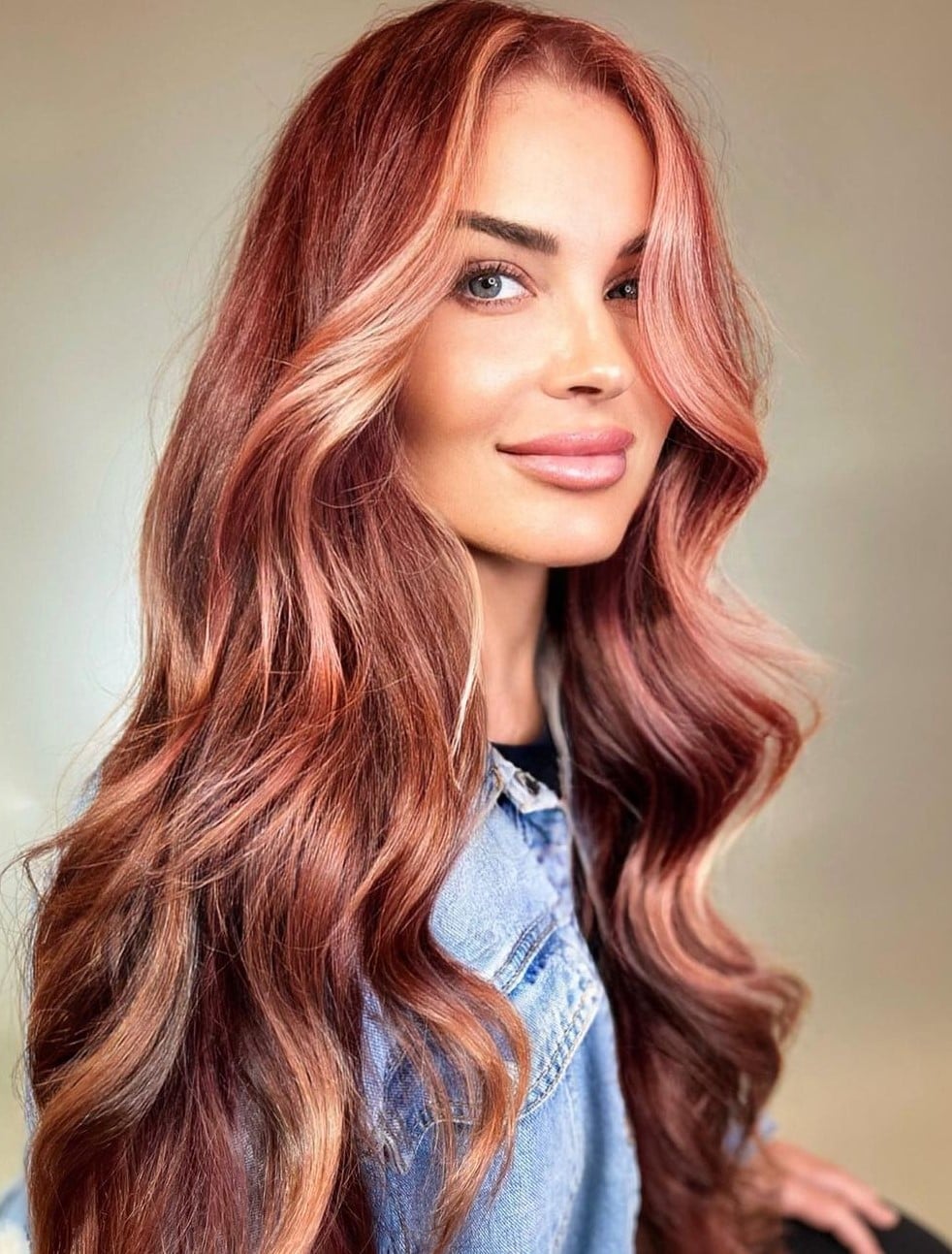 Long Layered Hair With Rose Gold Dimension — Trendy Rose Gold Hair