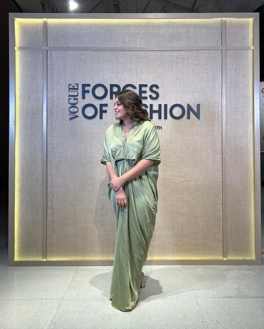 Sage Green Silk Kaftan Dress with Embellished Neckline Sage Green Silk Kaftan Dress with Embellished Neckline — Trendy Sage Green Dress