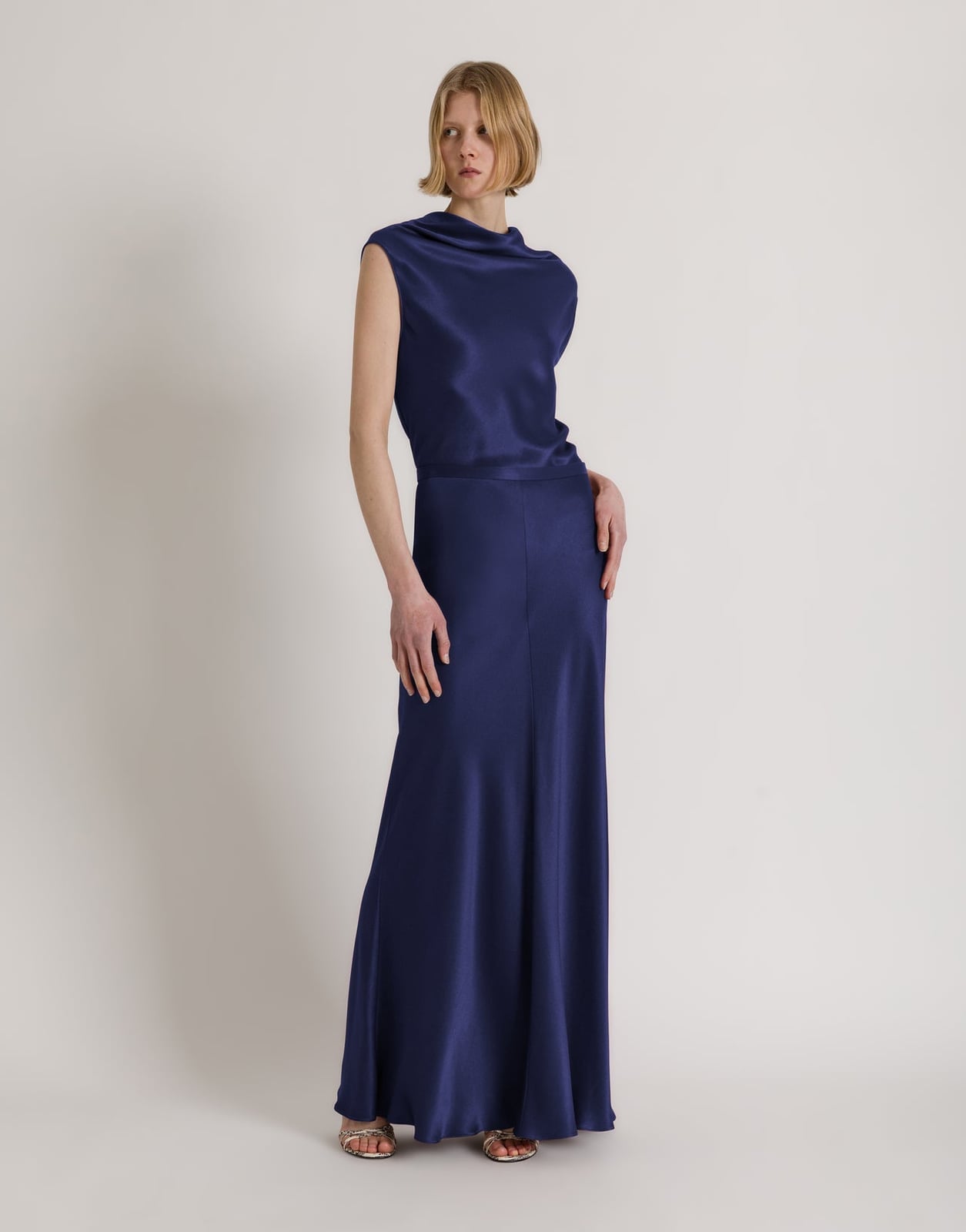 Deep Blue Satin Top with Maxi Skirt Deep Blue Satin Top with Maxi Skirt — Trendy Satin Top Outfits