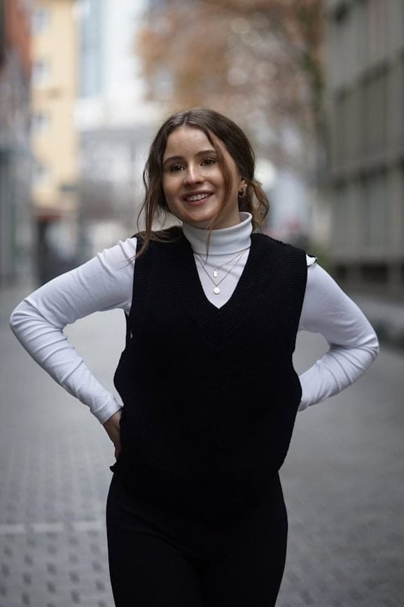 Turtleneck with Black Sweater Vest Turtleneck with Black Sweater Vest — Trendy School Outfits