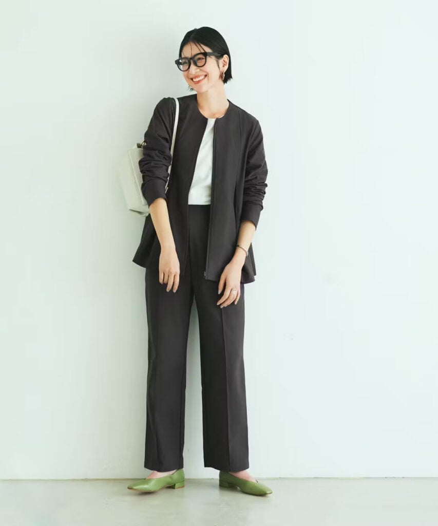 Collarless Jacket and Straight-Leg Trousers Set Collarless Jacket and Straight-Leg Trousers Set — Trendy School Outfits