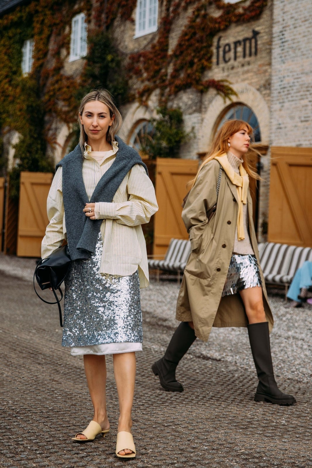 Silver Sequin Skirt with an Oversized Shirt Silver Sequin Skirt with an Oversized Shirt — Trendy Sequin Outfits