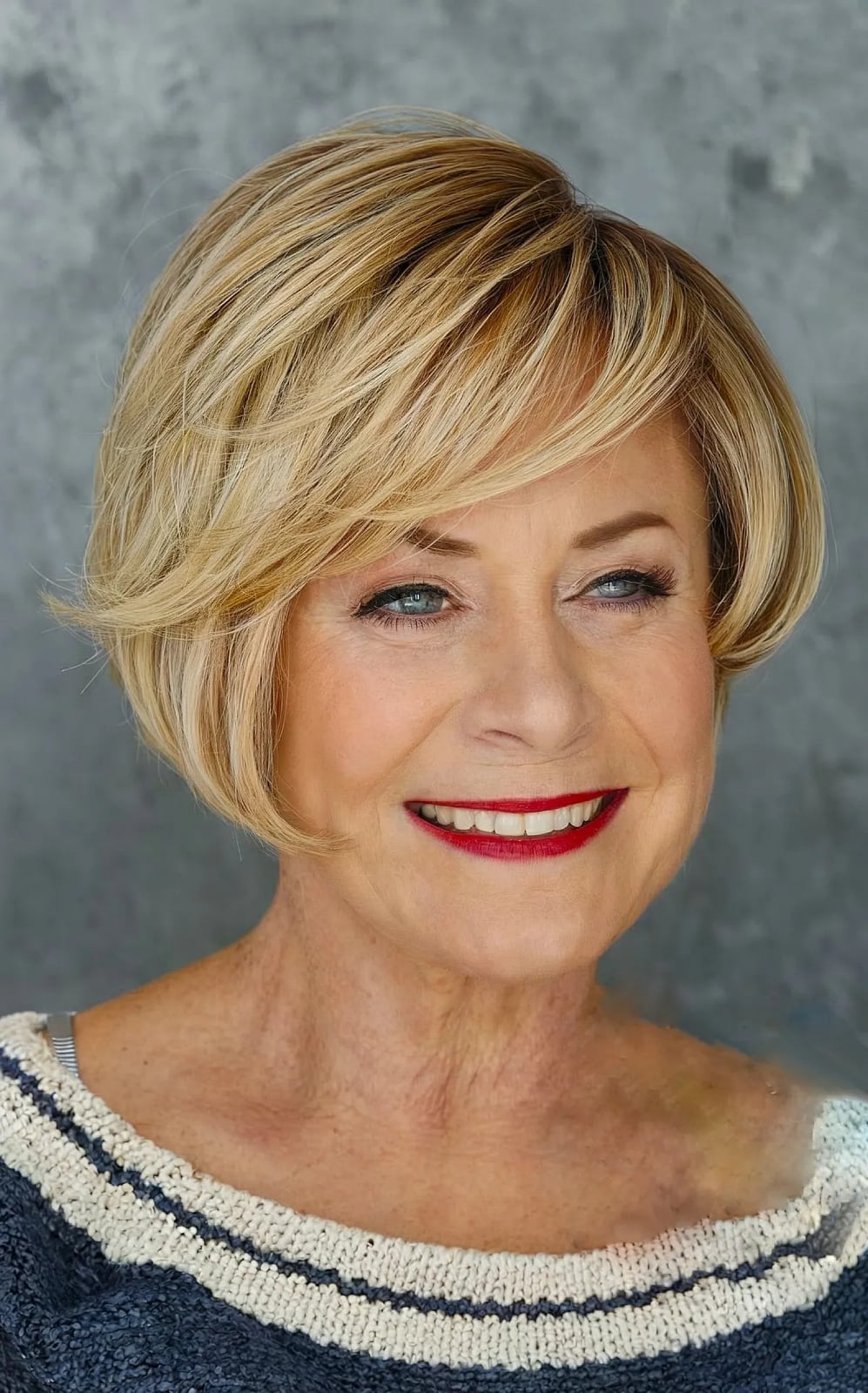 Ash Blonde Layered Bob With Volume Ash Blonde Layered Bob With Volume — Trendy Short Bob