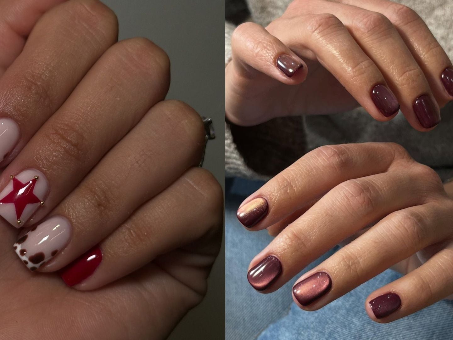 Autumnal Argyle Pattern Glossy Short Almond Nails — Trendy Short Gel Nails