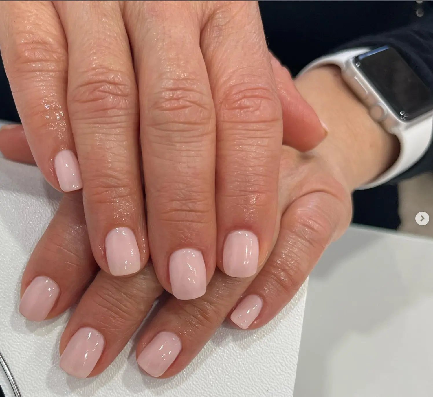 Classic White Tip Pale Pink Short Square French Nails — Trendy Short Gel Nails
