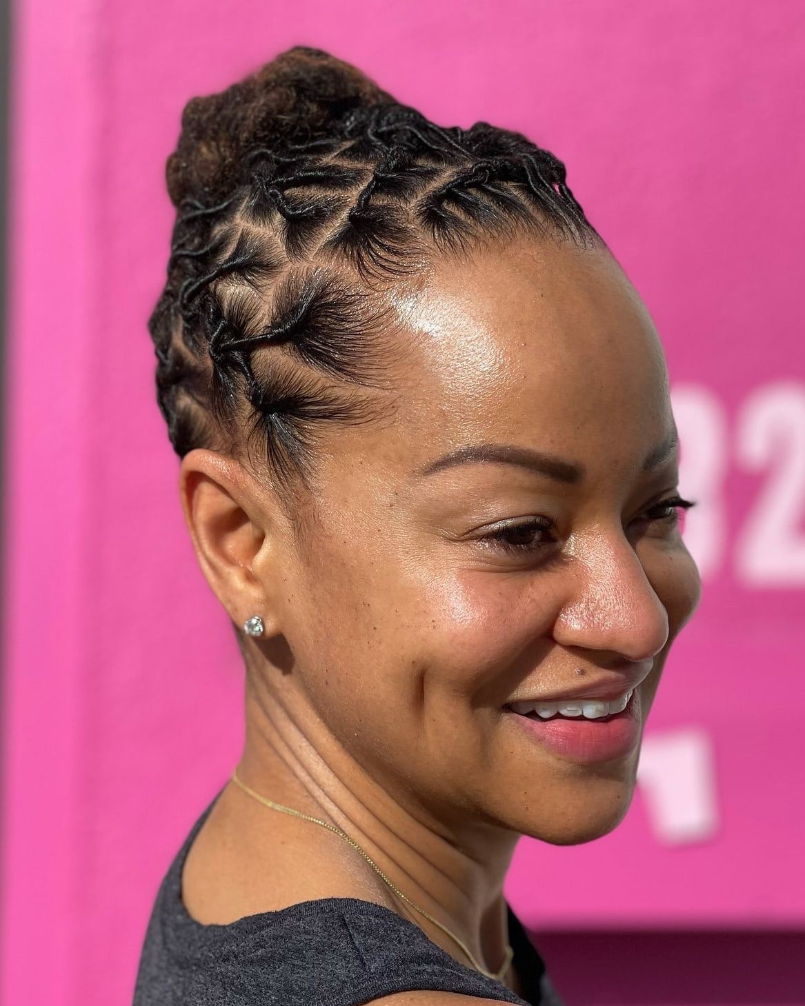 Asymmetrical Collarbone Locs With Curls Asymmetrical Collarbone Locs With Curls — Trendy Short Locs