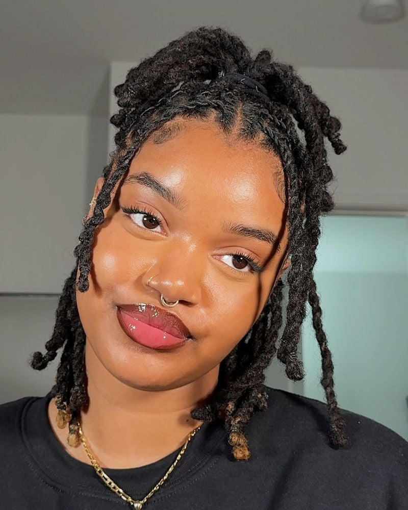High Updo With Face Framing Tendrils High Updo With Face Framing Tendrils — Trendy Short Locs