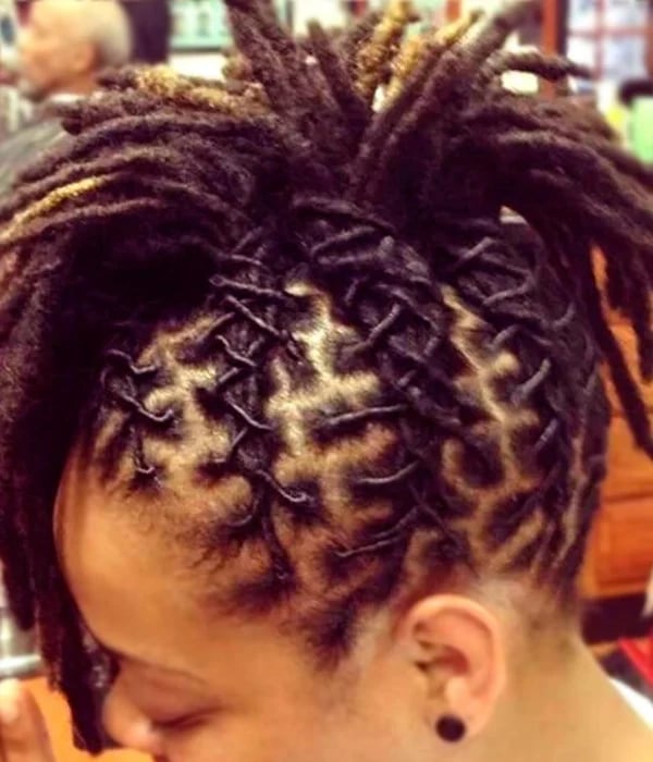 Two-Tone Chin Length Updo Two-Tone Chin Length Updo — Trendy Short Locs