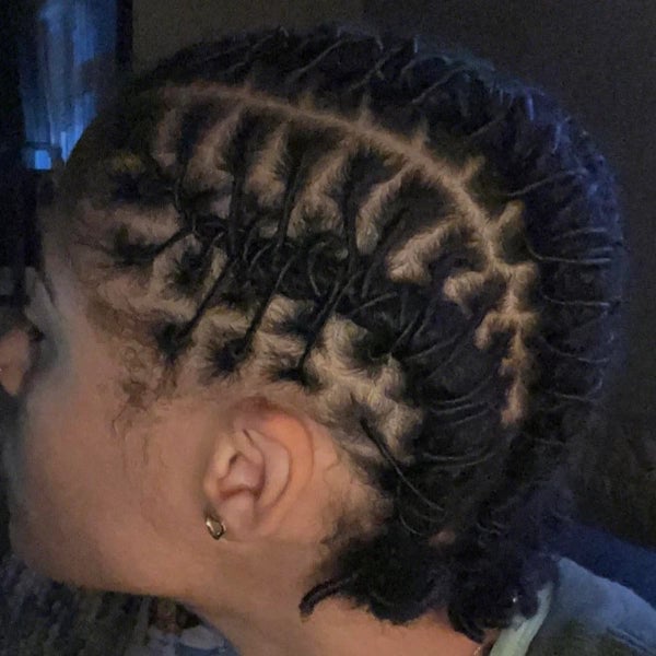 Collarbone Geometric Pattern Locs Collarbone Geometric Pattern Locs — Trendy Short Locs