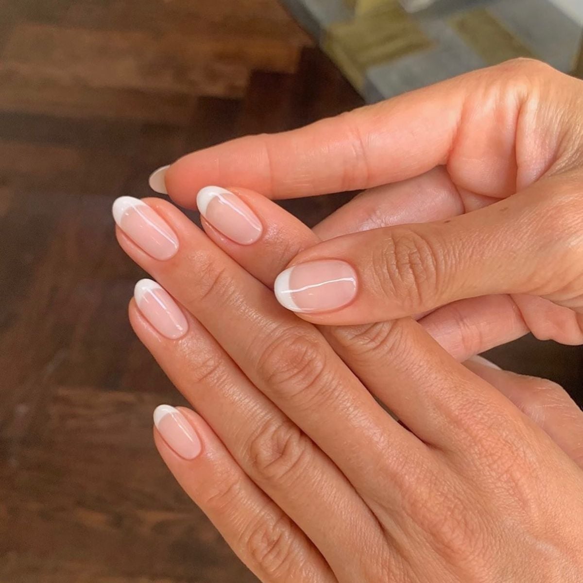 Nude Base Classic French Short Oval — Trendy Short Oval Nails