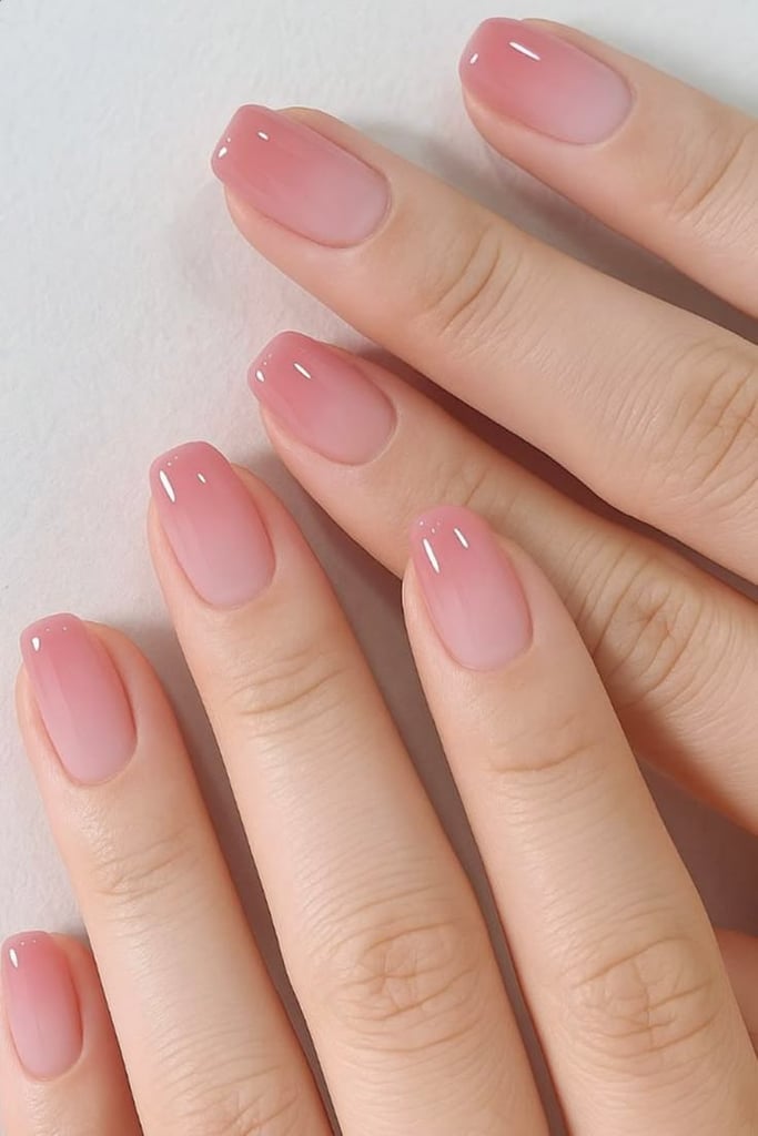 Sheer Pink Ombre Gradient Short Oval — Trendy Short Oval Nails