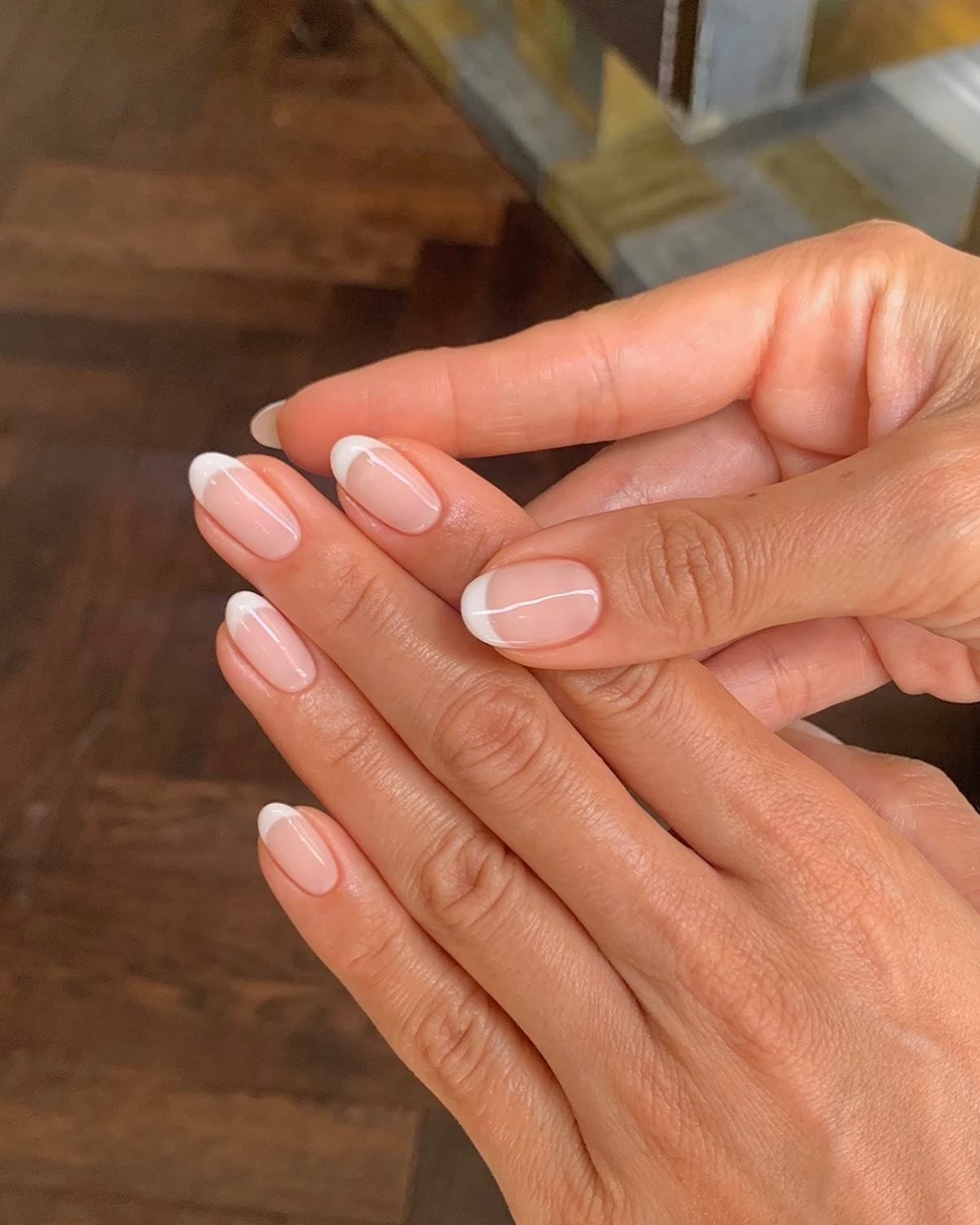Milky Pink Thin French Short Oval With короткие овальные — Trendy Short Oval Nails