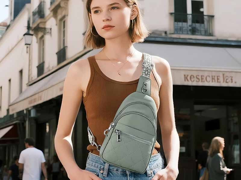 Quilted Green Crossbody Bag with Tank Top and Blue Jeans — Trendy Shoulder Bag Outfits