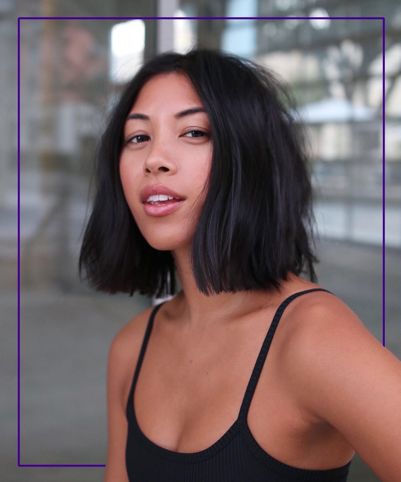Dark Brown Chin Bob With Natural Waves Dark Brown Chin Bob With Natural Waves — Trendy Shoulder Length Bob