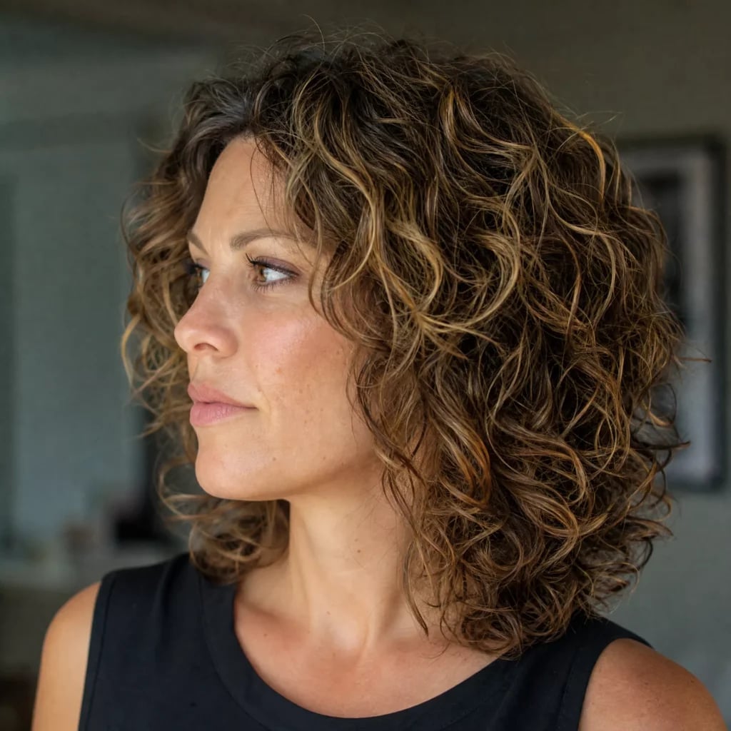 Fine Curly Shag With Face-Framing Bangs — Trendy Shoulder Length Curly Hair