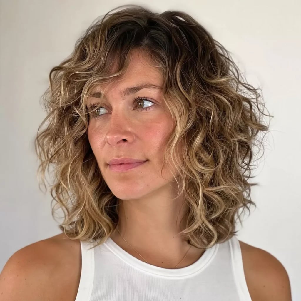 Fine Collarbone Shag With Choppy Layers — Trendy Shoulder Length Curly Hair