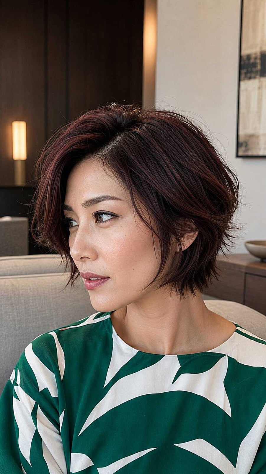 Layered Bob Chin Length Dark Red Layered Bob Chin Length Dark Red — Trendy Side Part Wig