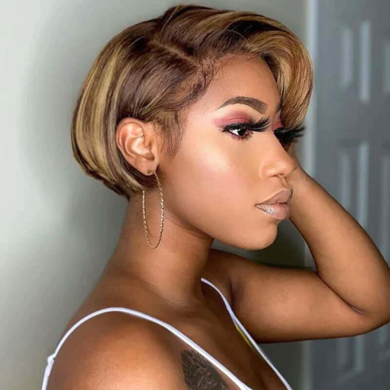 Short Pixie Cut Asymmetrical Side Part Short Pixie Cut Asymmetrical Side Part — Trendy Side Part Wig