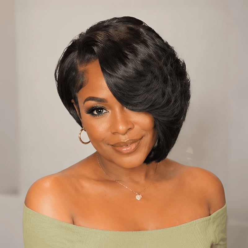 Classic Chin Length Bob With Deep Side Part Classic Chin Length Bob With Deep Side Part — Trendy Side Part Wig