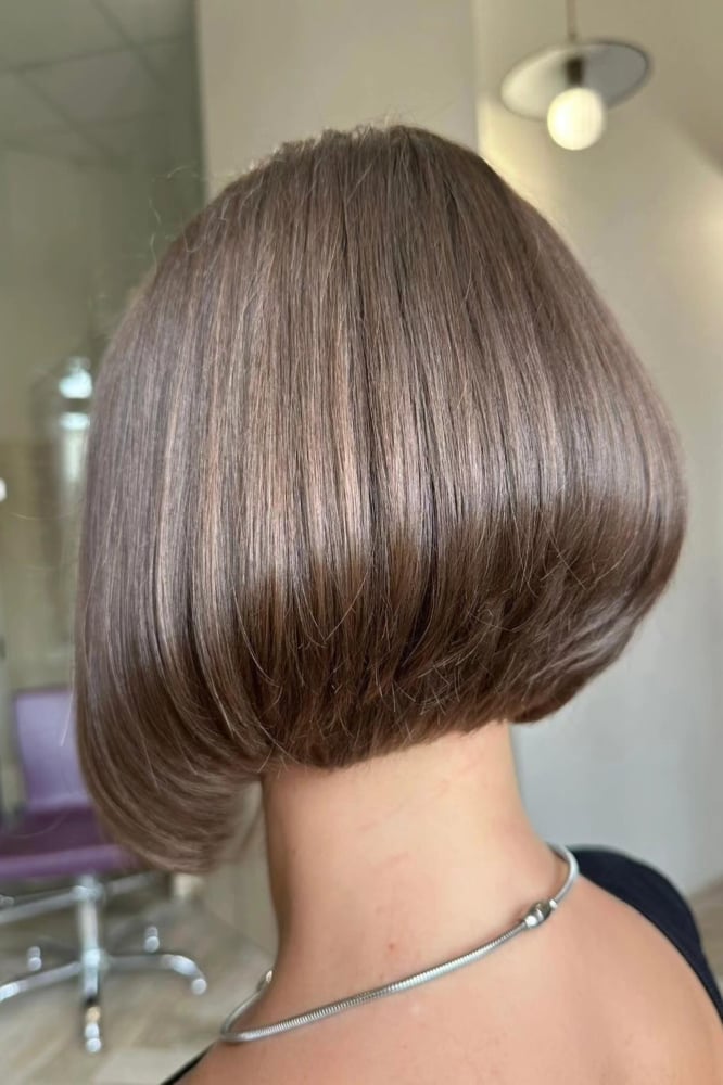 Ash Brown Bob Smooth Polished Finish — Trendy Sleek Hairstyles