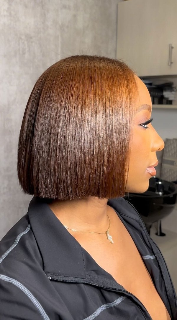 Chestnut Bob Glossy Rich Color — Trendy Sleek Hairstyles