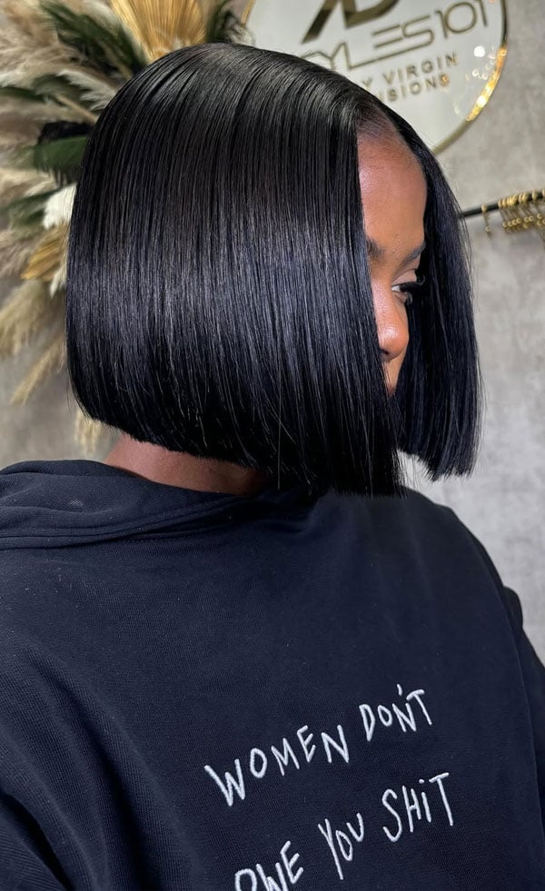 Blunt Black Bob Sharp Clean Lines — Trendy Sleek Hairstyles