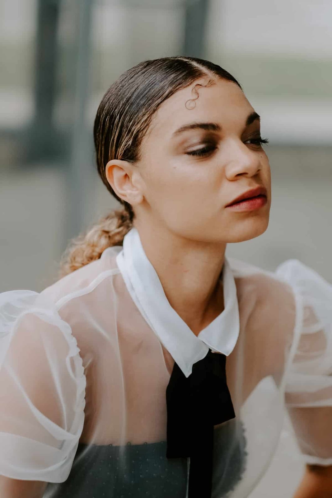 Extreme Wet Look Dark Brown Hair — Trendy Slick Back Hairstyles
