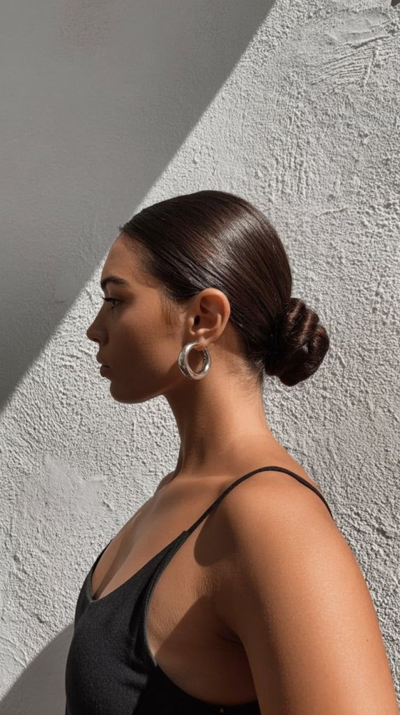 Low Slicked Back Bun On Mid-Back Hair — Trendy Slick Back Hairstyles