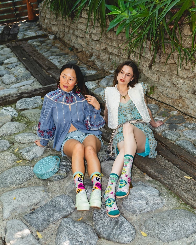 Hot Air Balloon Socks with Platform Loafers — Trendy Socks Outfits