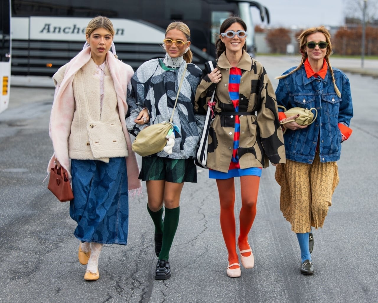 Colorful Socks Paired with Dresses and Jackets — Trendy Socks Outfits