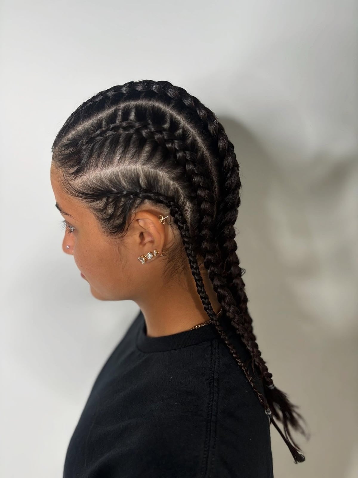 Dark Brown Cornrows Transitioning Into Braids Dark Brown Cornrows Transitioning Into Braids — Trendy Softball Hair