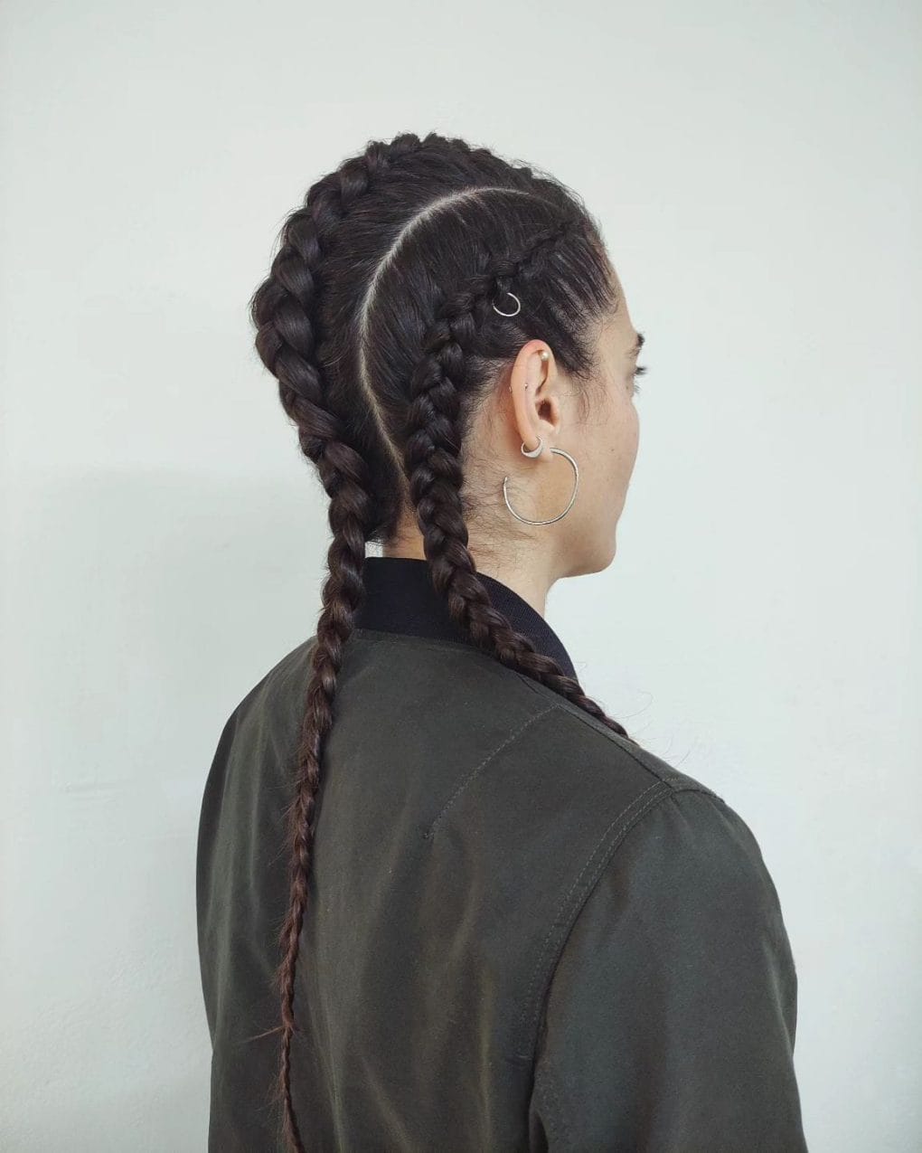 Dark Brown Double Fishtail Braids Dark Brown Double Fishtail Braids — Trendy Softball Hair