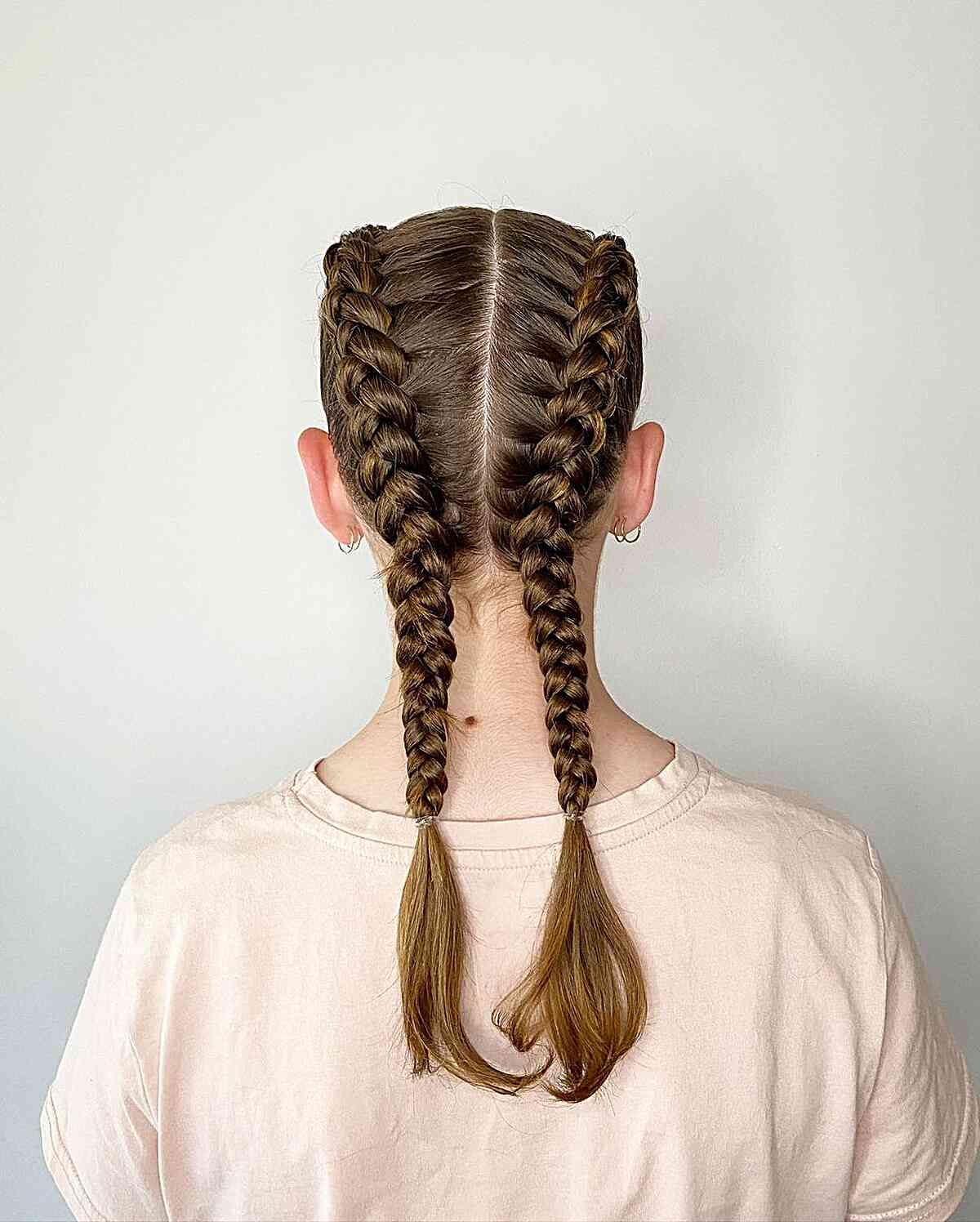 Shoulder Length Brown French Braids Shoulder Length Brown French Braids — Trendy Softball Hair